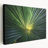 Close-up floral print on large stretched canvas with vivid green and pink tones, ideal for kitchen wall art.