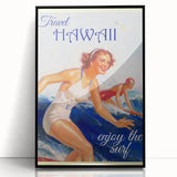 Retro Hawaii Surfing Poster – Vintage Beach Art