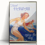 Retro Hawaii Surfing Poster – Vintage Beach Art