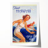 Retro Hawaii Surfing Poster – Vintage Beach Art