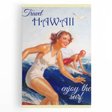 Retro Hawaii Surfing Poster – Vintage Beach Art