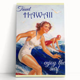 Retro Hawaii Surfing Poster – Vintage Beach Art