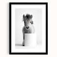 Adorable Pony Bathroom Wall Art - Modern Black and White Decor