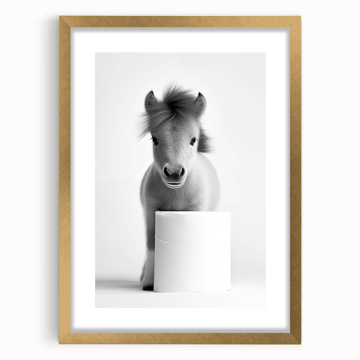 Adorable Pony Bathroom Wall Art - Modern Black and White Decor