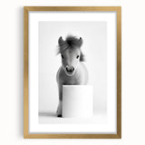 Adorable Pony Bathroom Wall Art - Modern Black and White Decor