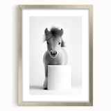 Adorable Pony Bathroom Wall Art - Modern Black and White Decor