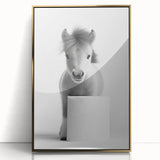 Adorable Pony Bathroom Wall Art - Modern Black and White Decor