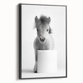 Adorable Pony Bathroom Wall Art - Modern Black and White Decor