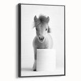 Adorable Pony Bathroom Wall Art - Modern Black and White Decor
