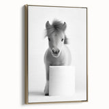 Adorable Pony Bathroom Wall Art - Modern Black and White Decor