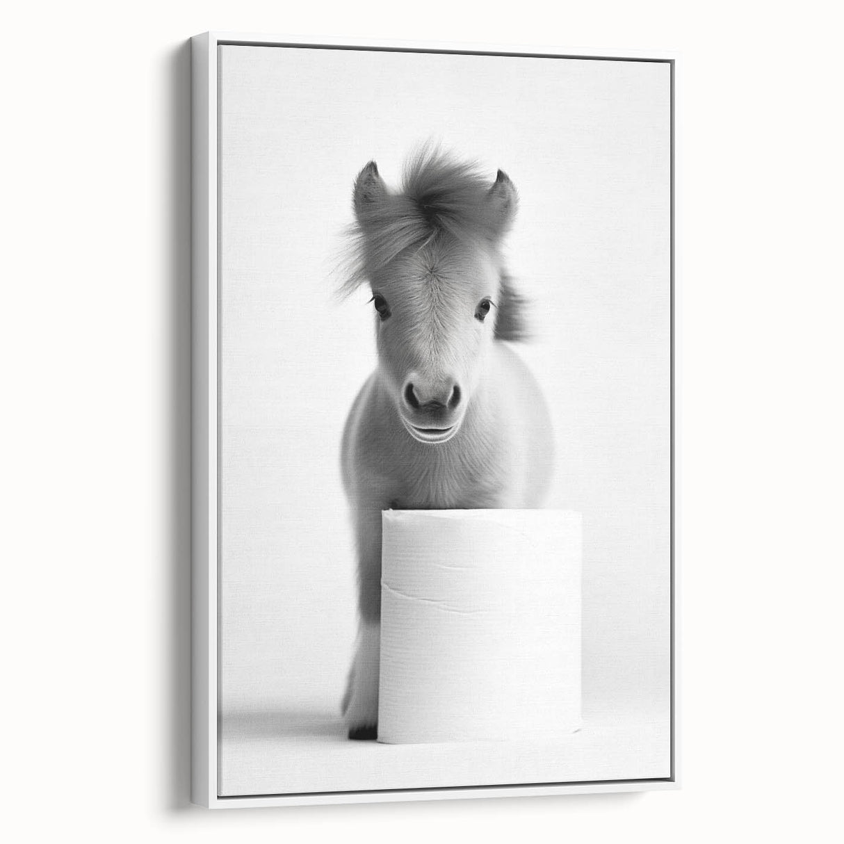 Adorable Pony Bathroom Wall Art - Modern Black and White Decor
