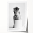 Adorable Pony Bathroom Wall Art - Modern Black and White Decor
