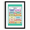 Months of the Year - Kids Educational Wall Art Learning Print