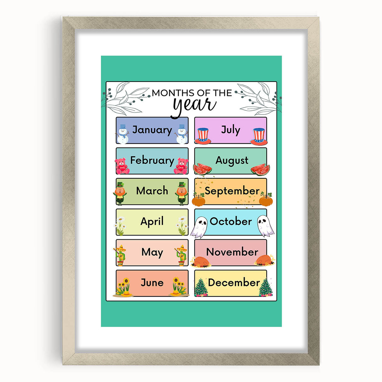 Months of the Year - Kids Educational Wall Art Learning Print