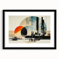 Abstract art print of colorful London scenery in vibrant hues on a large textured canvas, ideal for living room decor.