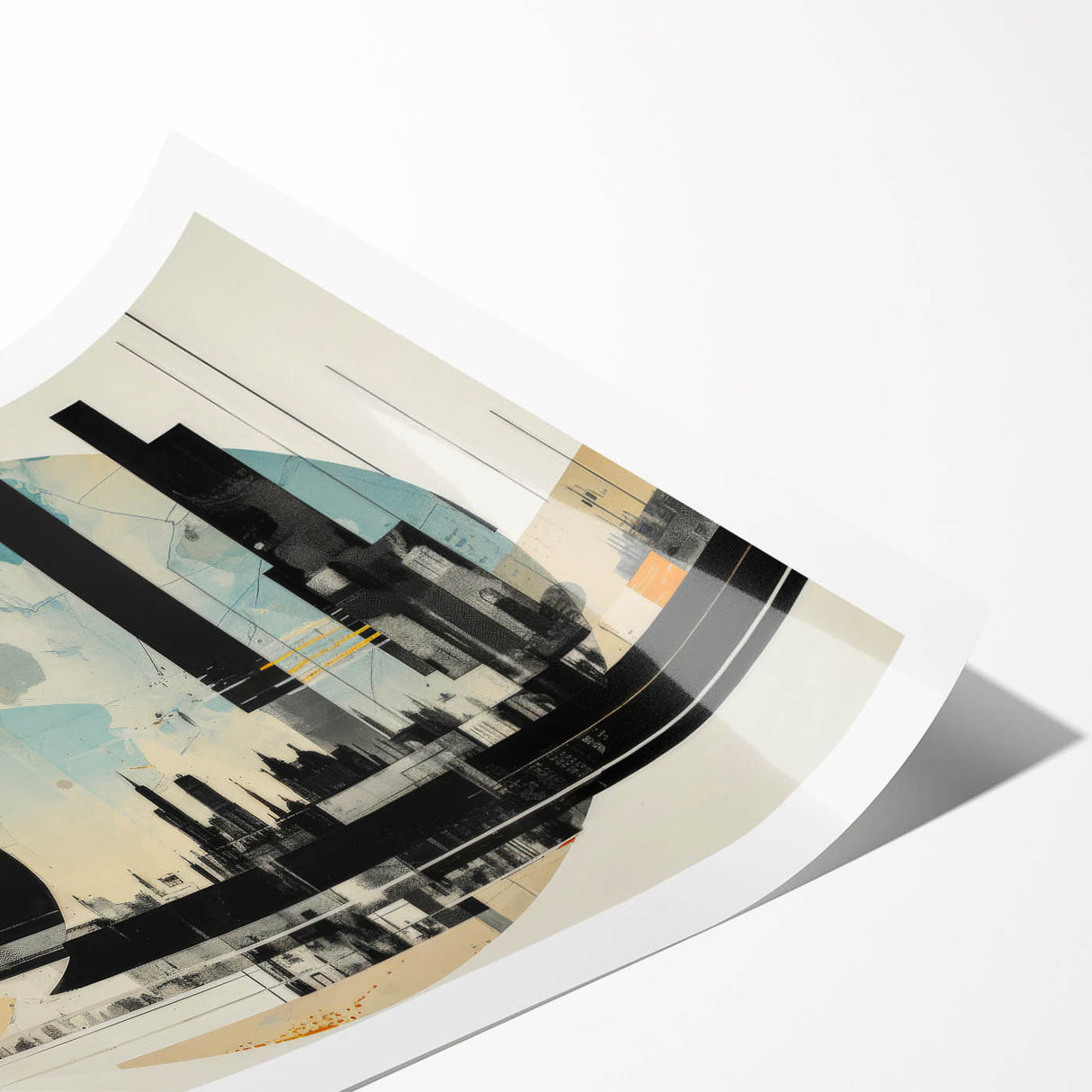 Extra large wall art featuring line art flowers over a London scenery backdrop on a rolled print.