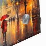 Large abstract depiction of Paris in muted pastels on acrylic, ideal for dining room art in a mid-century modernist style.