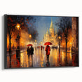 Black and white vintage poster art of Parisian landscape on framed canvas, ideal for bedroom decor.