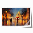 Extra large rolled print of Paris scenery with muted floral tones, ideal for art wall dining room.