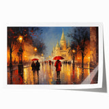 Extra large rolled print of Paris scenery with muted floral tones, ideal for art wall dining room.