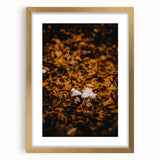 Extra large abstract art print with textured orange and brown hues on a gold-framed canvas, ideal for living room decor.