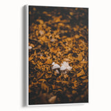 Vintage poster art featuring fall foliage in vibrant orange and red tones on an extra large framed canvas.