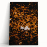 Large black and white stretched canvas featuring an abstract depiction of autumn trees.