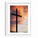 Abstract art print featuring swirling patterns in soft green and white, framed in white.