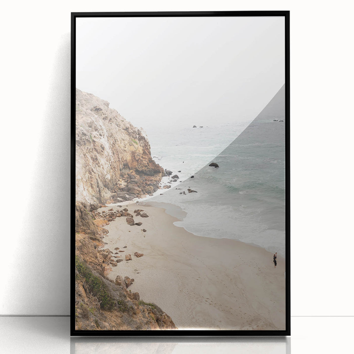 Large abstract wall art featuring vibrant summer hues on black framed acrylic, ideal for modern living room decor.