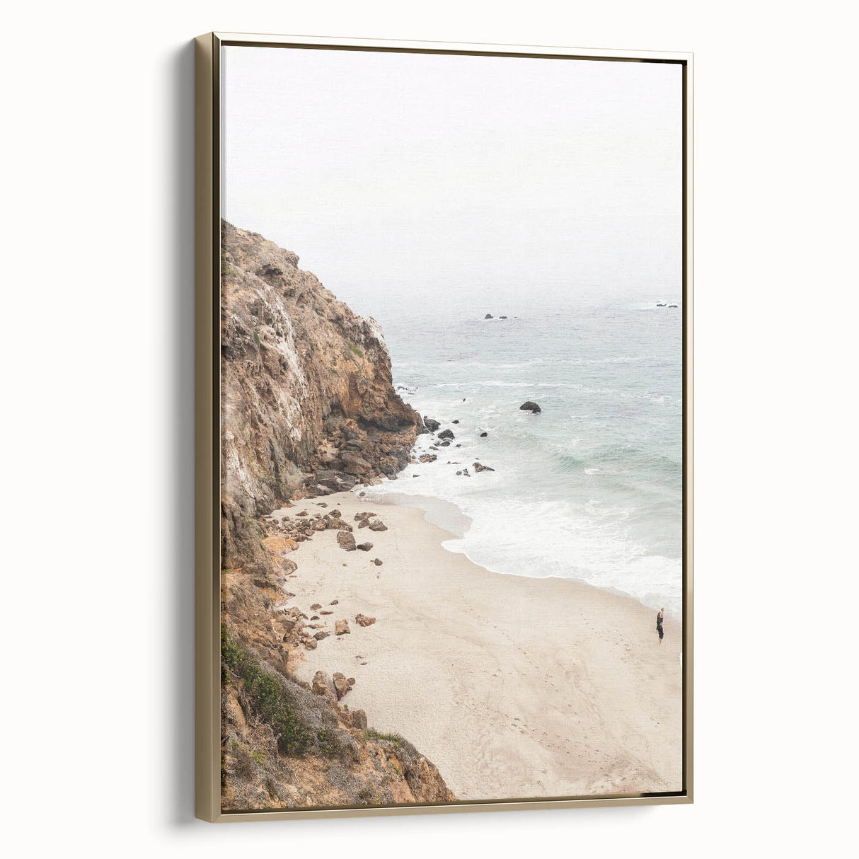 Framed canvas depicting a vintage summer landscape in muted earth tones, ideal for bedroom wall art.