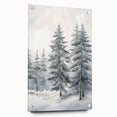 Winter-themed large abstract wall art on acrylic glass, featuring cool blue and white tones.