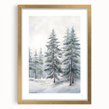 Extra large abstract art print in textured style, featuring cool blue and white tones on a gold-framed canvas.