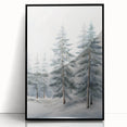 Large abstract wall art featuring a winter scene in muted blue and white tones on a framed acrylic panel.