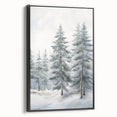 Black and white wall art featuring a winter landscape on framed canvas, ideal for bedroom decor.