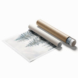 Extra large rolled print featuring a winter-themed floral art in muted blue and white tones.