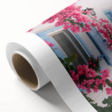 Art deco poster of a summer landscape on rolled canvas, featuring pastel shades, ideal for nursery wall decor.