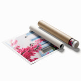 Extra large floral art on rolled canvas in soft pastel shades, suitable for classy bathroom or large living room decor.