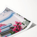 Extra large wall art featuring line art flowers in muted earth tones on a rolled canvas.