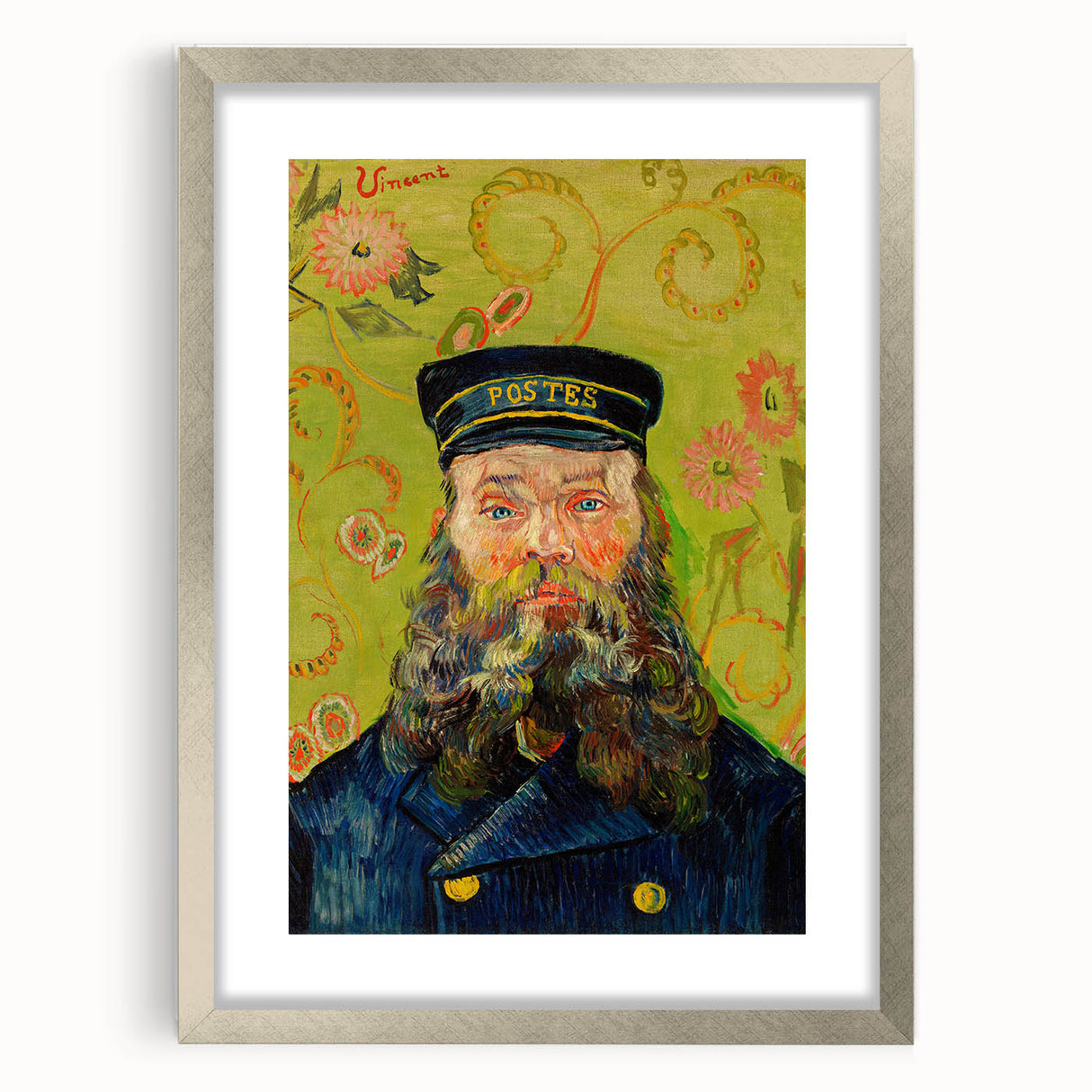 Extra large abstract art print featuring textured swirls in vibrant blues and yellows on a framed canvas.
