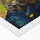 Art deco poster featuring a stylized cityscape in muted gold and navy tones on rolled canvas, suitable for dining room decor.