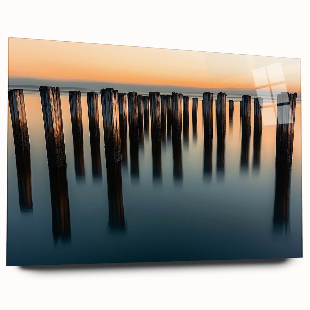 Silent Pier Remnants – Dynamic Coastal Abstract Motion Wall Art