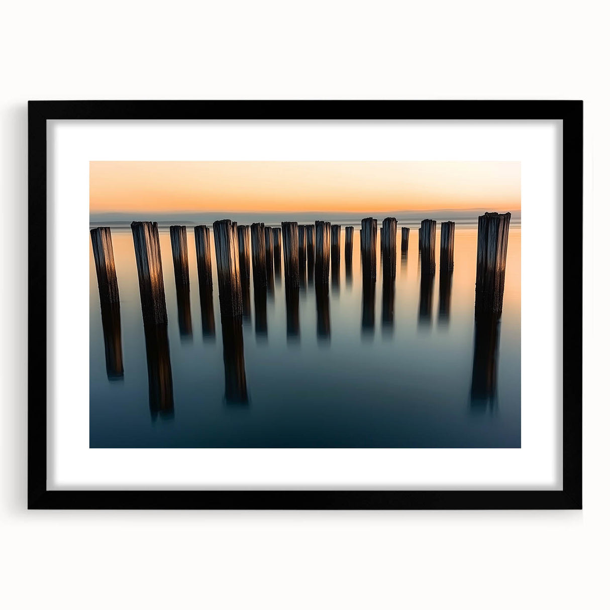Silent Pier Remnants – Dynamic Coastal Abstract Motion Wall Art