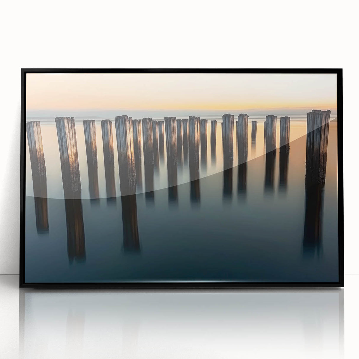 Silent Pier Remnants – Dynamic Coastal Abstract Motion Wall Art