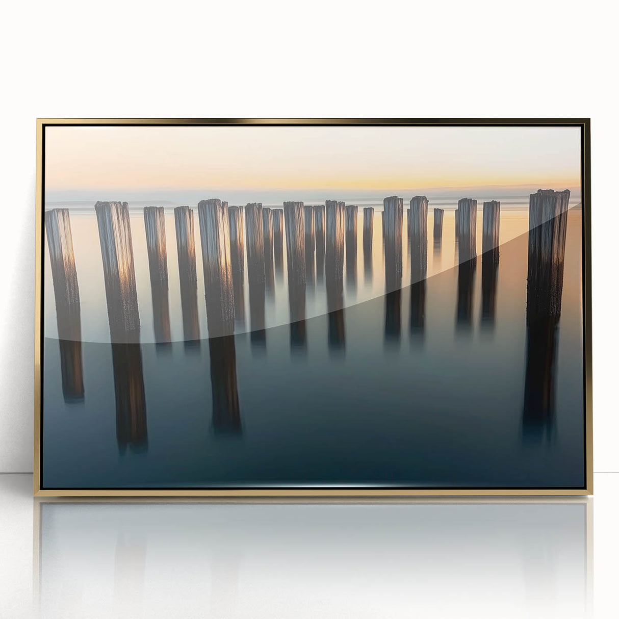 Silent Pier Remnants – Dynamic Coastal Abstract Motion Wall Art