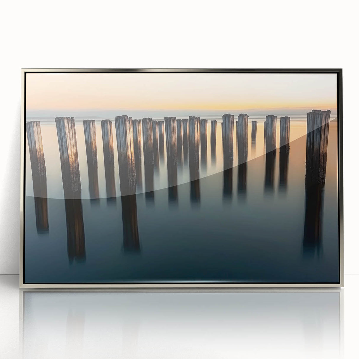Silent Pier Remnants – Dynamic Coastal Abstract Motion Wall Art