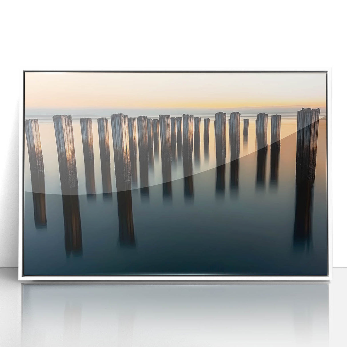 Silent Pier Remnants – Dynamic Coastal Abstract Motion Wall Art