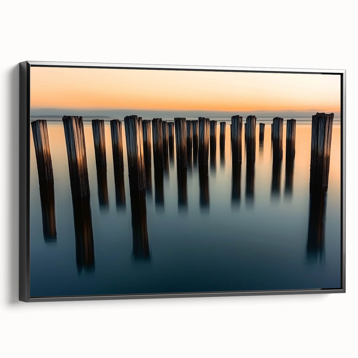 Silent Pier Remnants – Dynamic Coastal Abstract Motion Wall Art