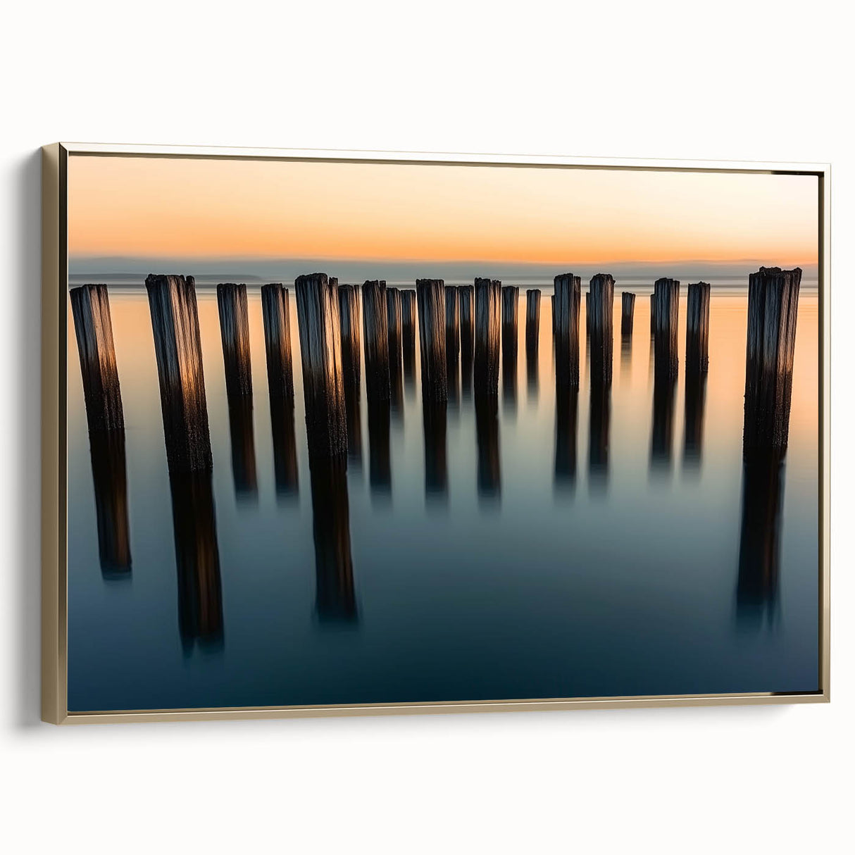 Silent Pier Remnants – Dynamic Coastal Abstract Motion Wall Art