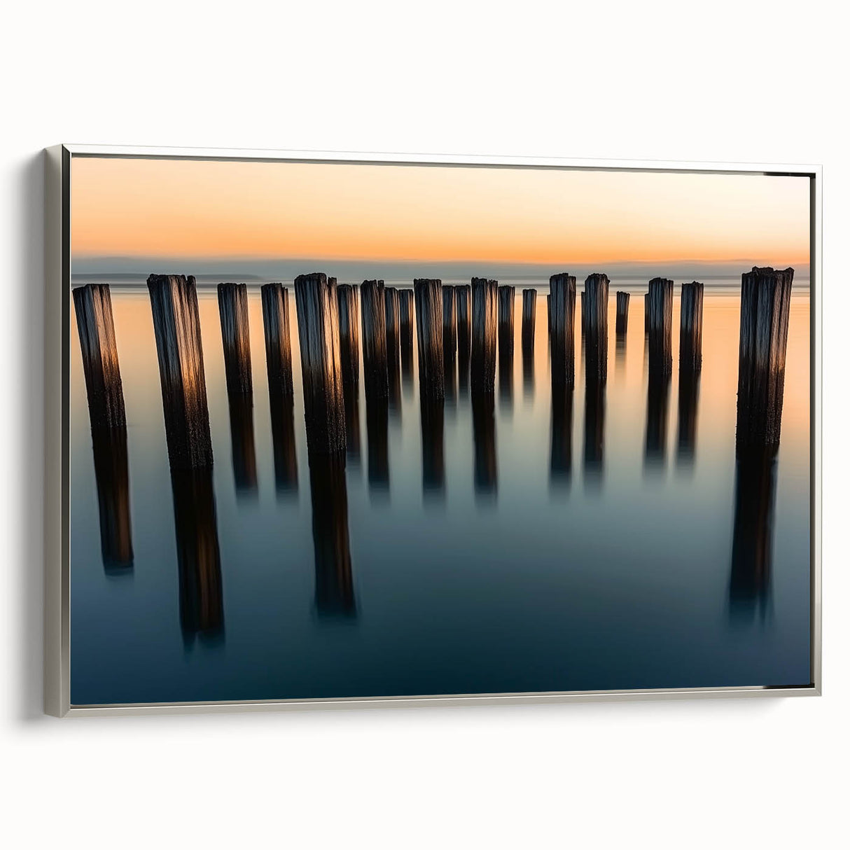 Silent Pier Remnants – Dynamic Coastal Abstract Motion Wall Art