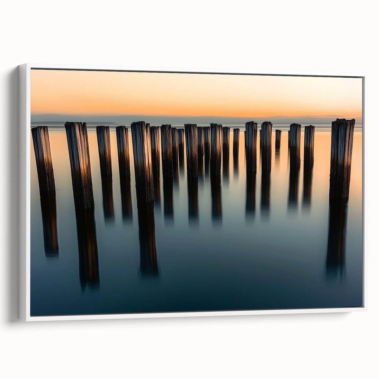 Silent Pier Remnants – Dynamic Coastal Abstract Motion Wall Art
